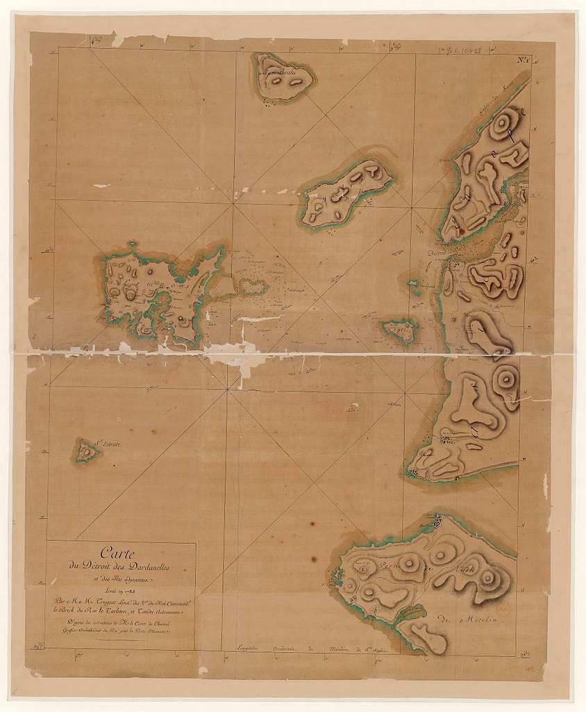 Carte Du D Troit Des Dardanelles Et Des Iles Adjacentes Lev E En