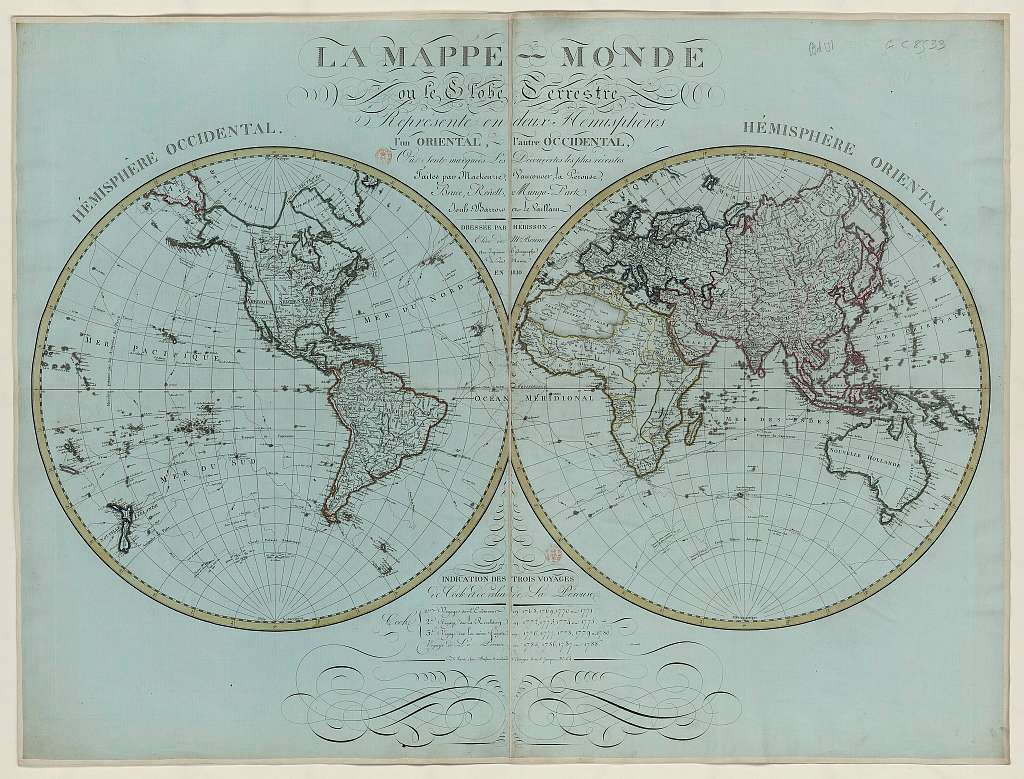 La mappe monde ou le globe terrestre représente en deux hémisphères