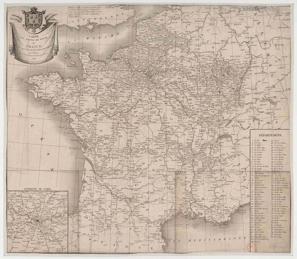 Carte Des Routes De Poste De France Dress E Par Ordre De Mr Le