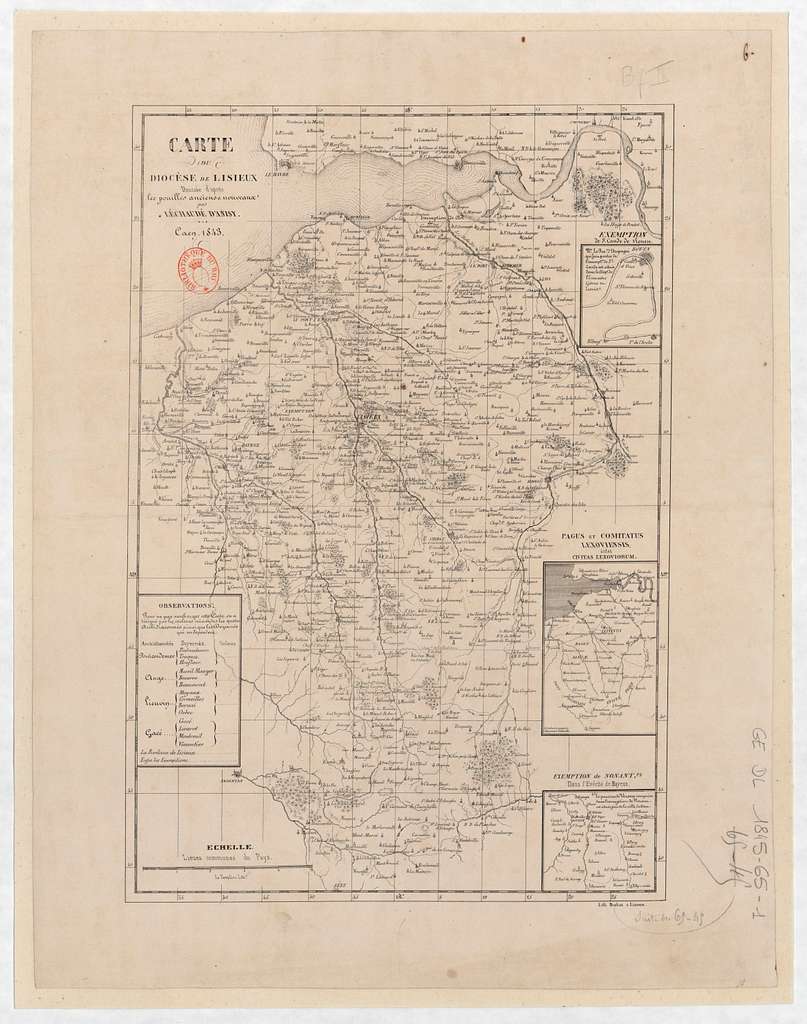 Carte du diocèse de Lisieux dressée d après les pouillés anciens et