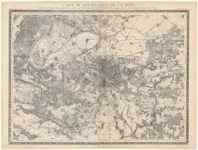 Carte du département de la Seine exécutée en 1839 au Dépôt général de