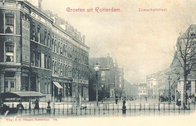 Prentbriefkaart De Zomerhofstraat En Het Zomerhofplein Vanaf De