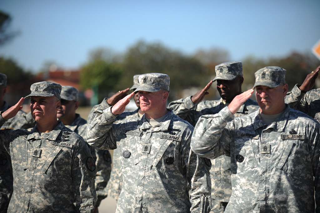 U S Army Command Sergeant Majors Salute During The NARA DVIDS