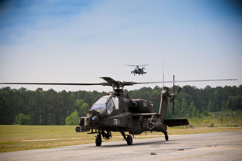 A U S Army AH 64D Apache Helicopter Taxis Into The NARA DVIDS