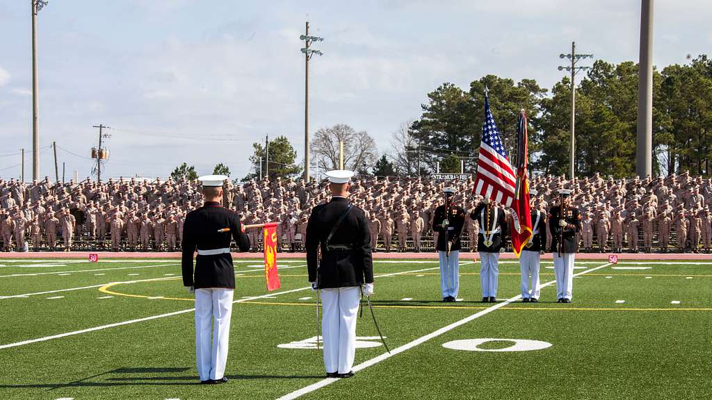 U S Marines Render Honors As The Marine Corps Color Nara Dvids