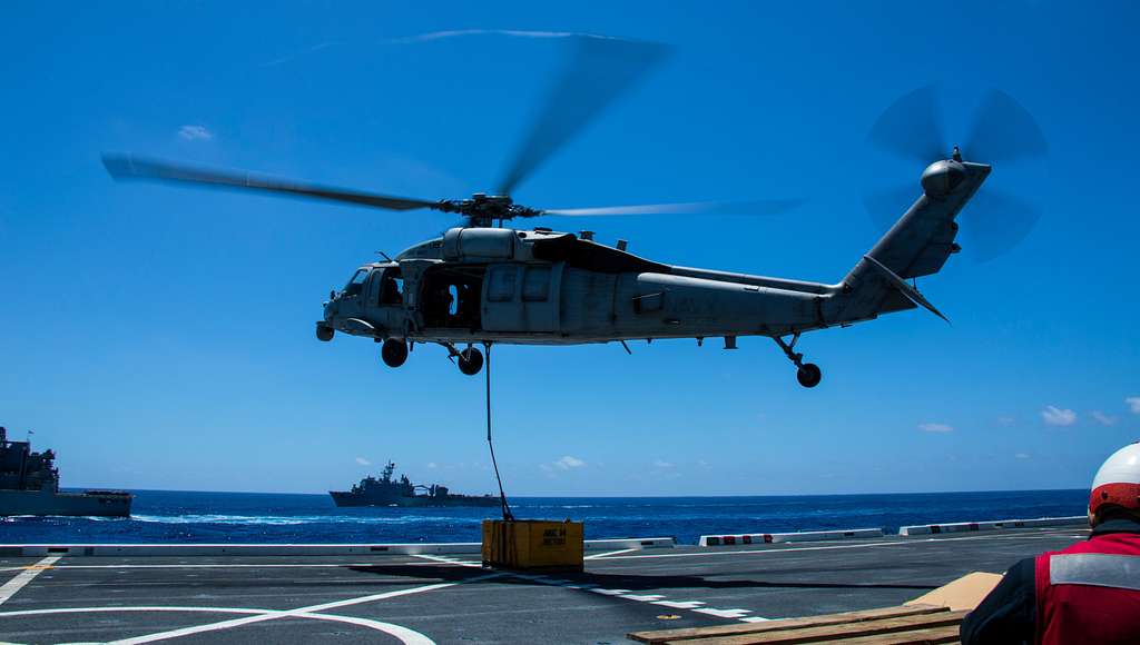 An MH 60S Seahawk Helicopter Delivers Cargo During PICRYL Public