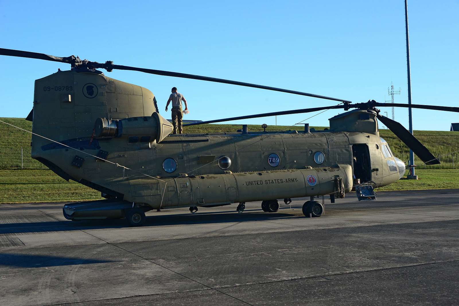 A U S Army CH 47 Chinook Helicopter Sits On The Ramp NARA DVIDS