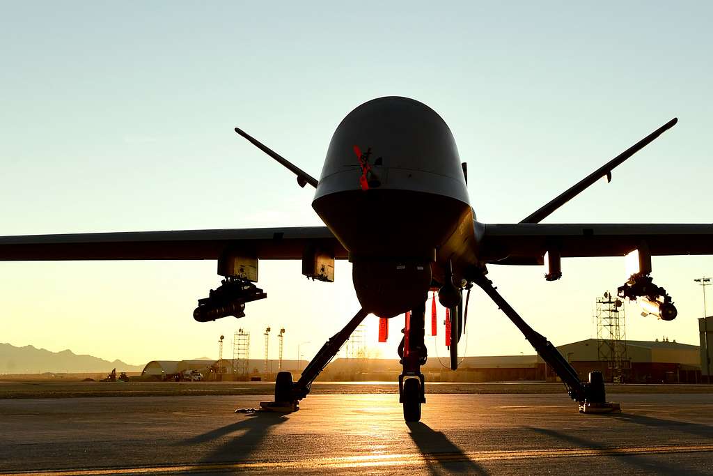 An Mq Reaper Sits On The Flight Line At Creech Air Picryl Public