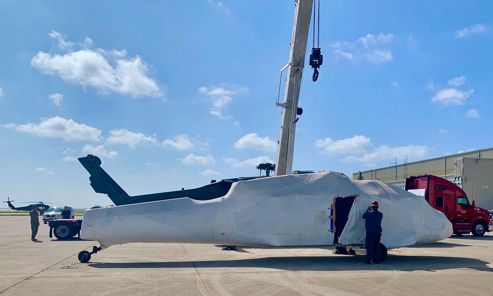 The Fuselage Of A UH 60L Black Hawk Helicopter Is Prepared NARA