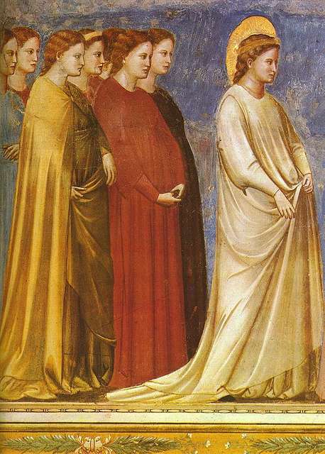 No. 6 Scenes from the Life of Joachim: 6. Meeting at the Golden Gate by  GIOTTO di Bondone