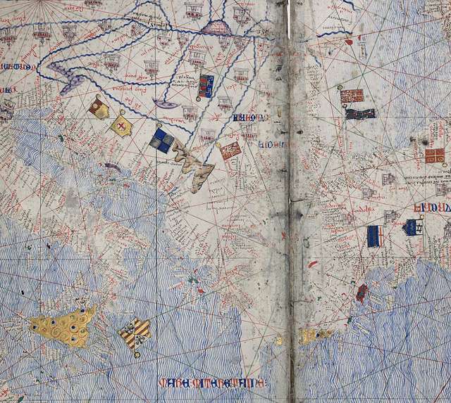 Old Catalan Atlas 1375 Europe Mediterranean Sea and Middle East - VINTAGE  MAPS AND PRINTS