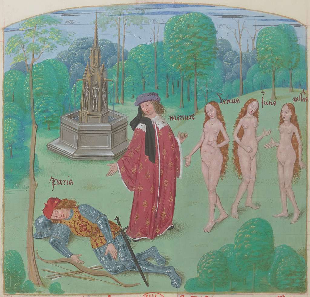 Jugement de Pâris - A painting of a man with a sword in front of a group of  naked women - PICRYL - Public Domain Media Search Engine Public Domain Image