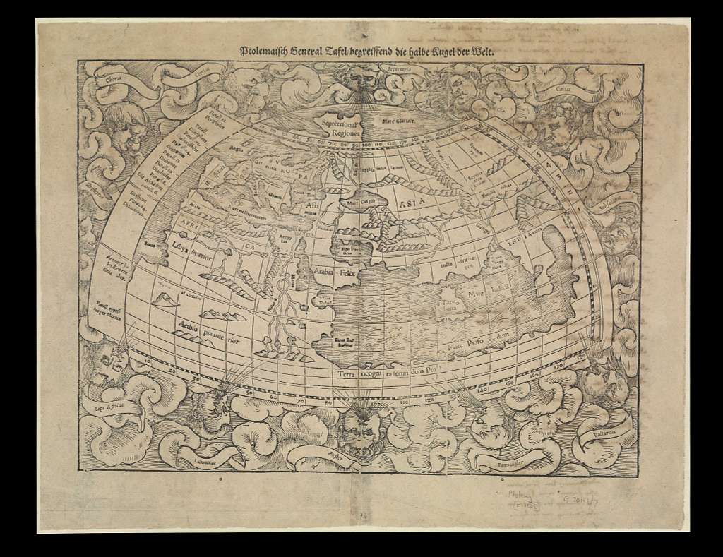 Ptolemaisch General Tafel begreiffend die halbe kugel der Welt (gothic ...