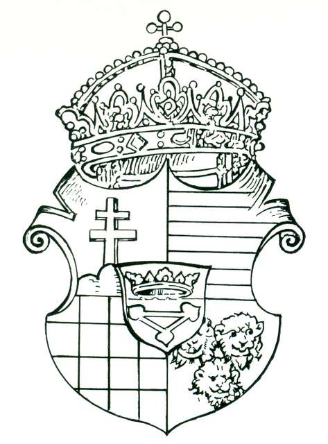 The Hungarian coat-of-arms with the Holy Crown of Hungary from the map ...