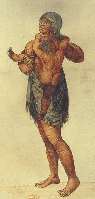 Algonquian, 1585. /Na Carolina Algonquian Native American In Body Paint.  Watercolor, C1585, By John White. Poster Print by Granger Collection - Item  # VARGRC0011534 - Posterazzi