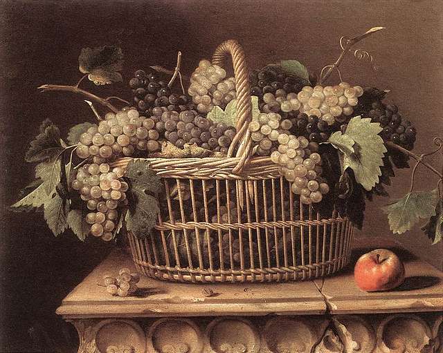 Clara Peeters - Still life with grapes on a tazza, a basket of