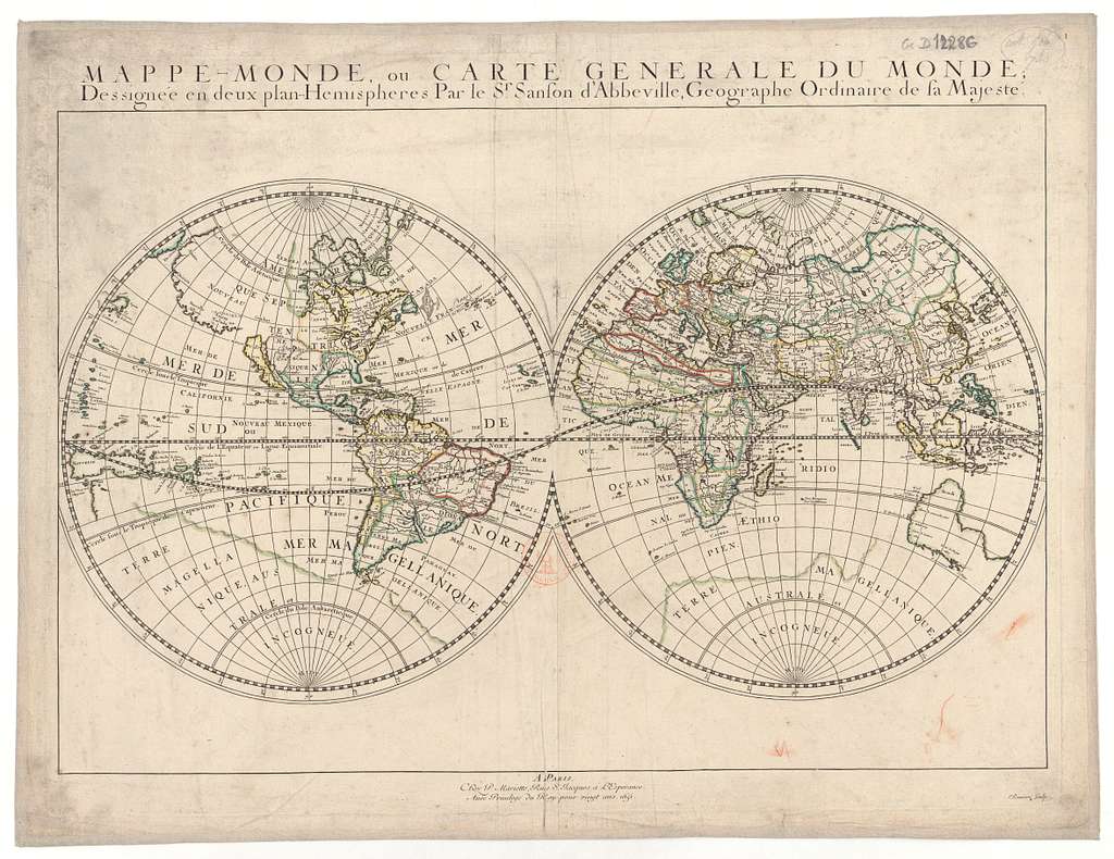 Mappe-Monde Ou Carte Generale Du Monde - Dessignée En Deux Plan ...