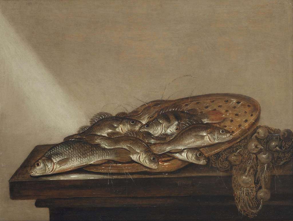 A Still Life With A Pike And A Perch Together With A Stoneware Jug