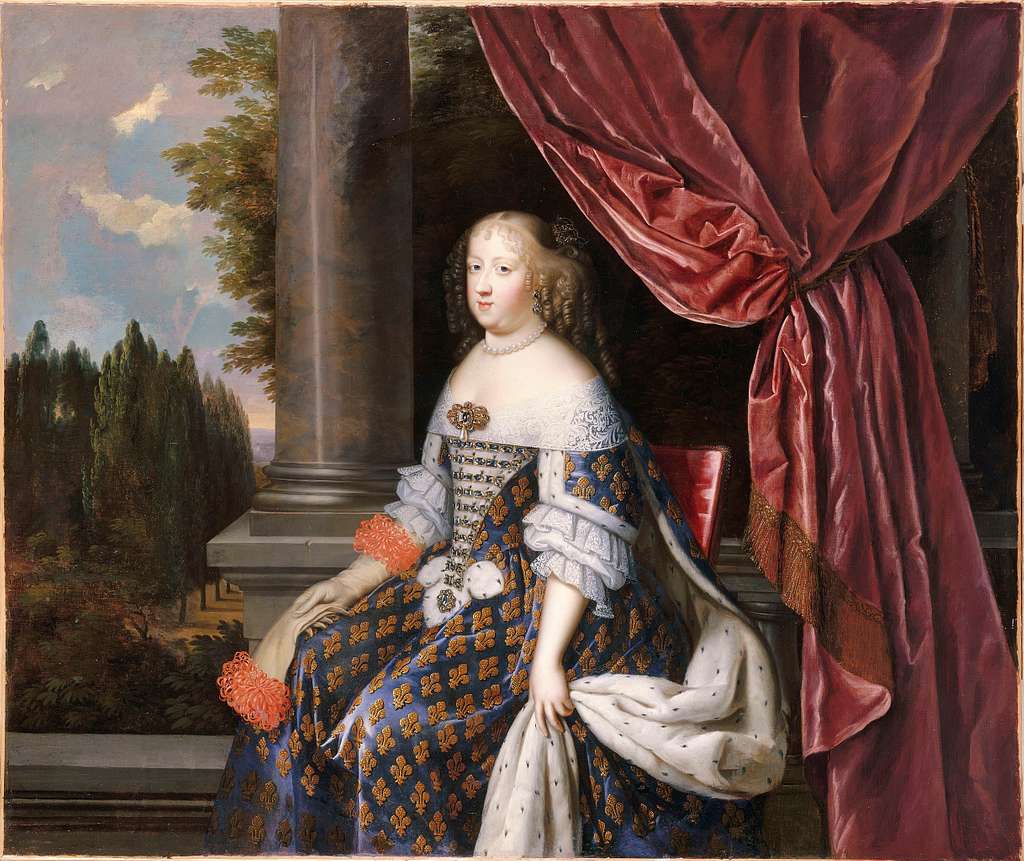 Anne d'Autriche endeuillée présentant le portrait en miniature de