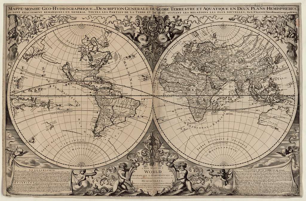 A New Map Of The World Geographical And Hydrographical In Two Planer 