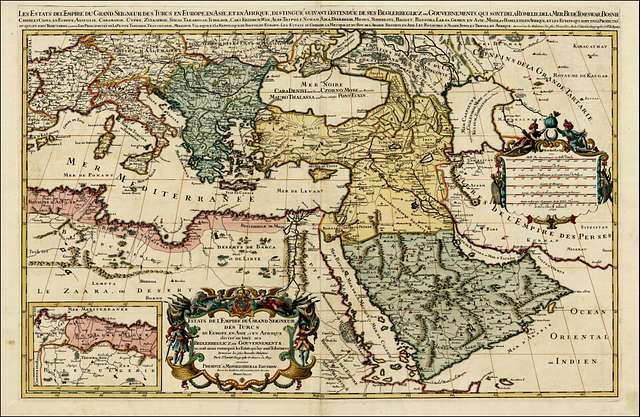 1692 map of the Turkish Empire in Europe, Asia and Africa by Hubert ...