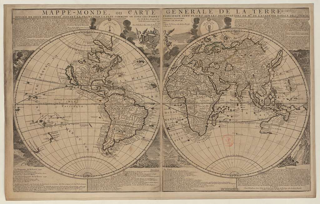 Mappe-monde ou carte générale de la terre divisée en deux hémisphères ...