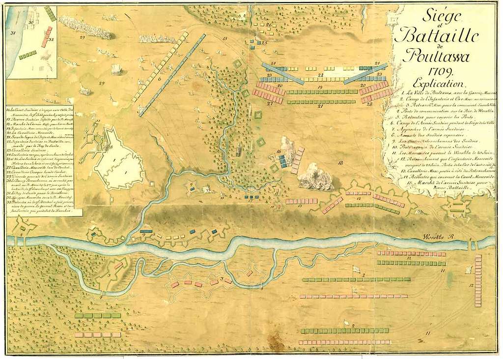 RCIN 726028 - Map of the Battle of Poltova, 1709 (Poltava