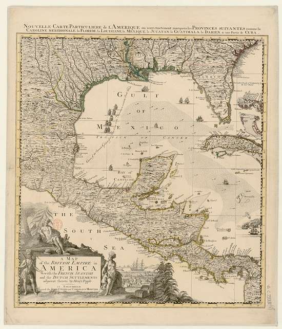 A map of the British empire in America with the French, spanish and the ...