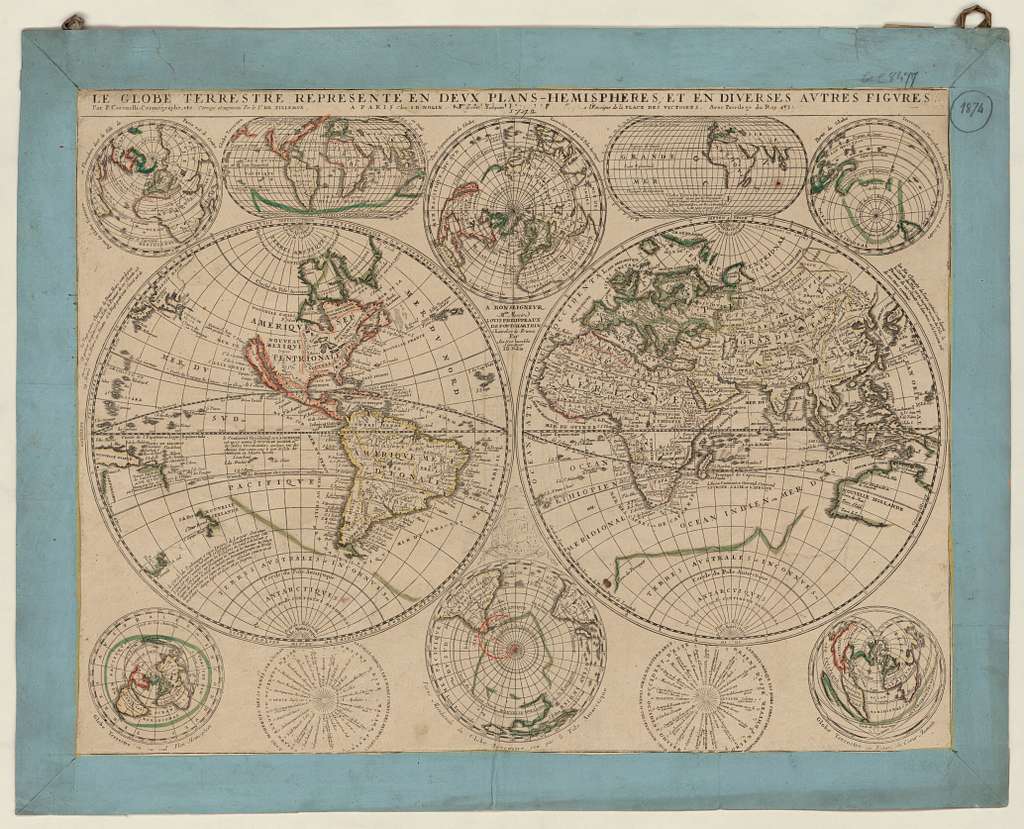 Historic Map - Mappemonde ou Description Du Globe Terrestre dressee sur les  memoires les plus nouveaux, et assujettie aux observations astronomiques