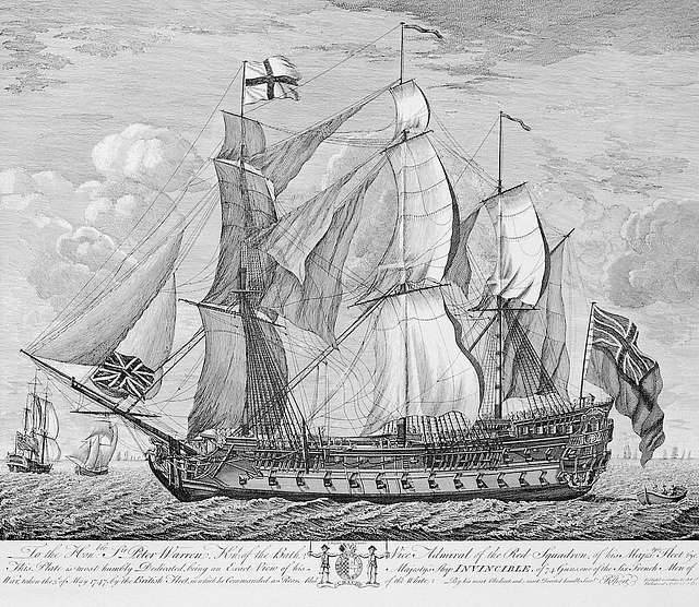 An Exact View of his Majesty's ship Invincible, of 74 Guns, one of the ...