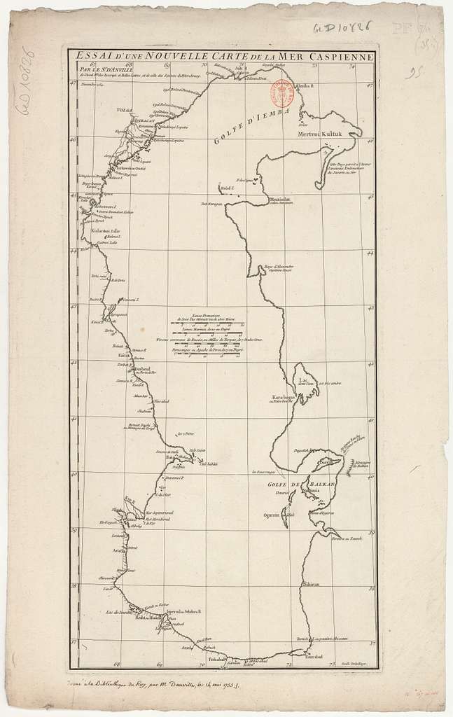 Essai d'une Nouvelle Carte de la Mer Caspienne - Par le Sr d'Anville ...