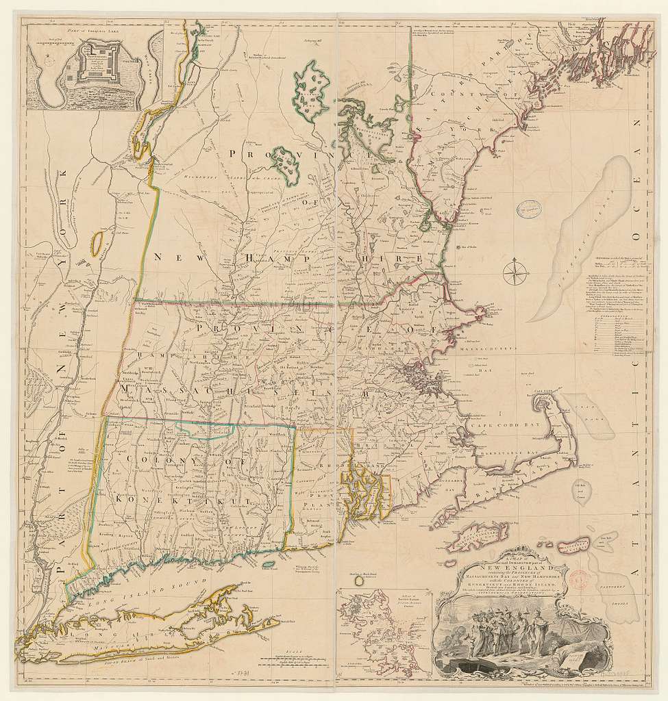 A map of the most inhabited part of New England containing the ...