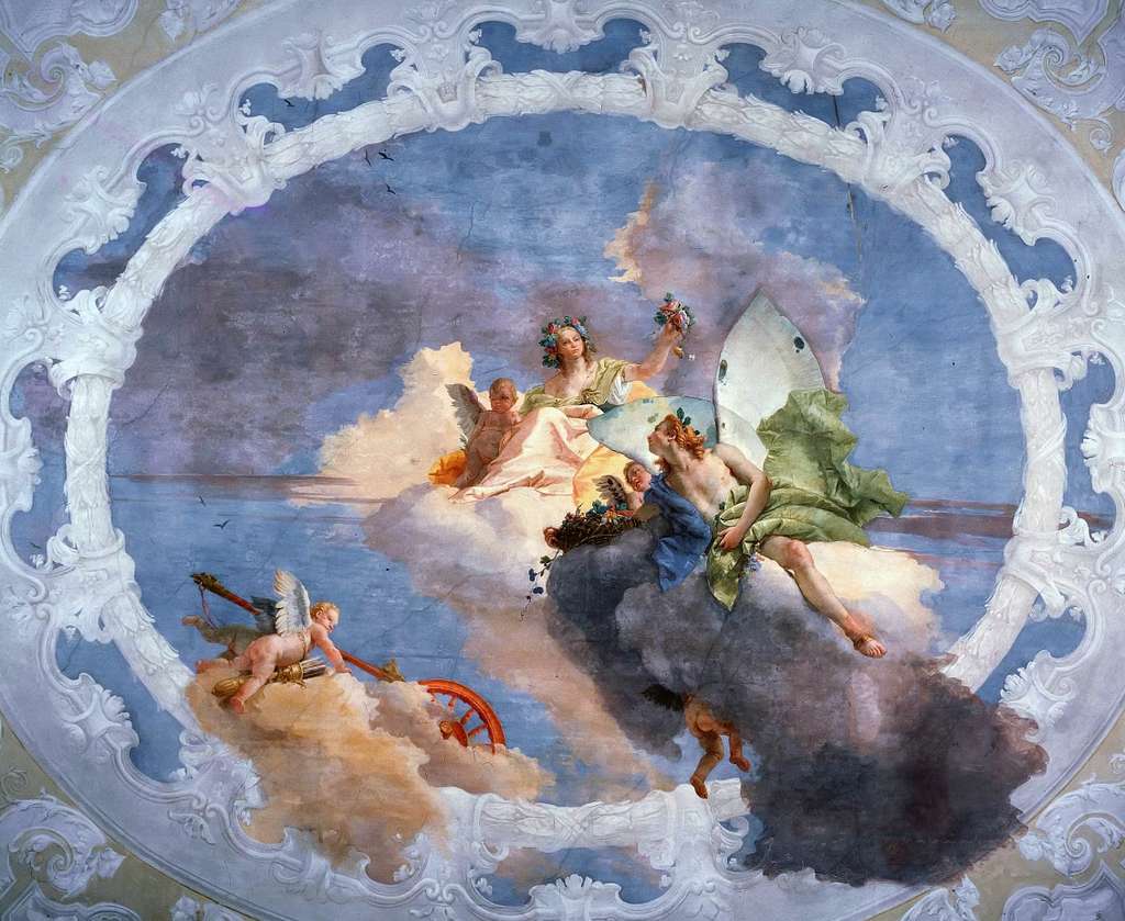 Tiepolo - Allegory of spring (Flora and Sephir), 1757, Palazzo Labia -  PICRYL - Public Domain Media Search Engine Public Domain Search