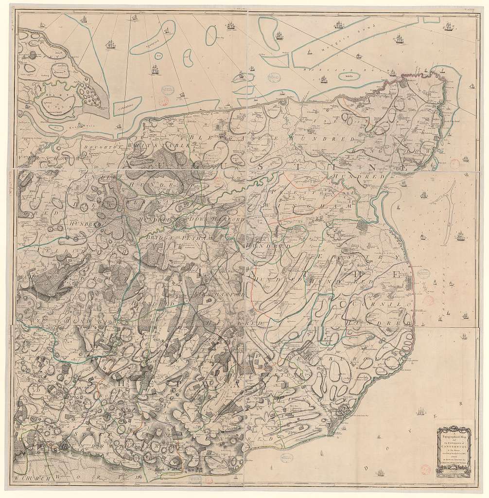 A topographical map of the environs of Canterbury in six sheets on a ...