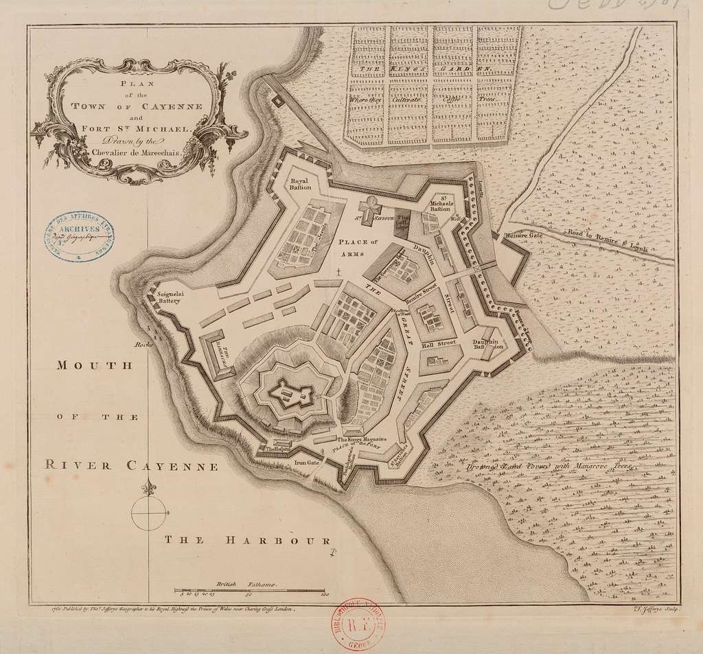 Plan of the town of Cayenne and Fort St Michael - drawn by the ...