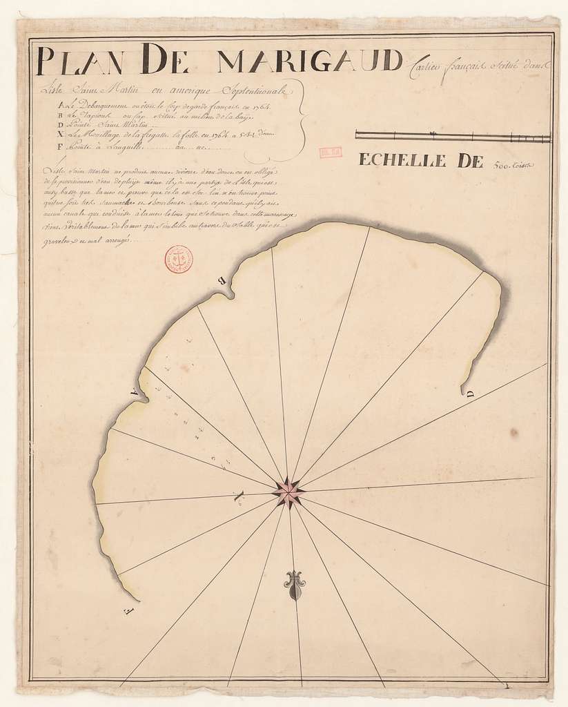 Plan de Marigaud cartier fran ais scitu dans l isle Saint Martin