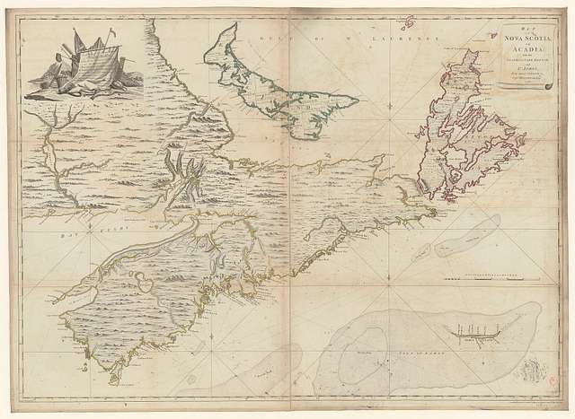 Map of Nova Scotia, or Acadia, with the islands of Cape Breton and St ...