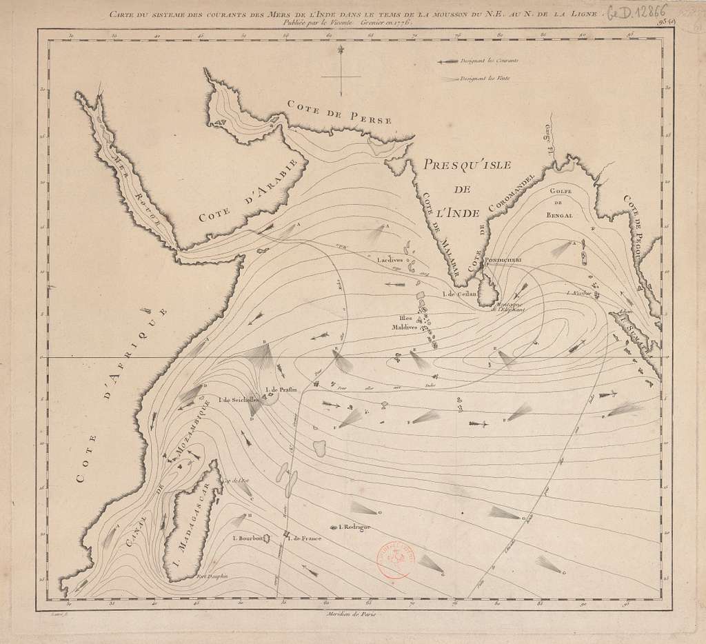 Carte du système des courants des allers de l'Inde dans le tems de la ...