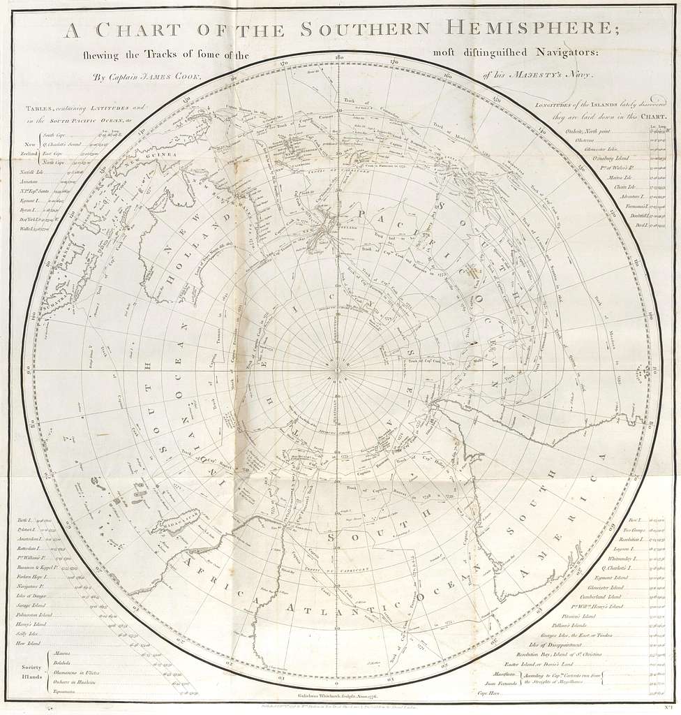 James Cook - A Chart of the Southern Hemisphere (1776) - PICRYL ...