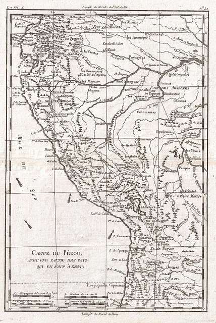 1780 Raynal and Bonne Map of Peru - Geographicus - Perou-bonne-1780 ...