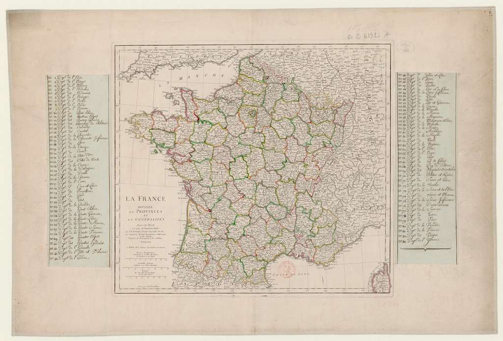 La France divisée en provinces et en généralités dont le plan est celui ...