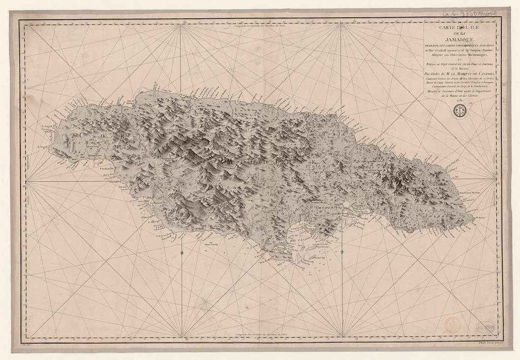 Carte De Lile De La Jamaique Extraitte Des Cartes Topographiques