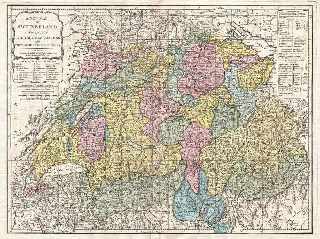 1794 Laurie and Whittle Map of Switzerland - Geographicus - Switzerland ...