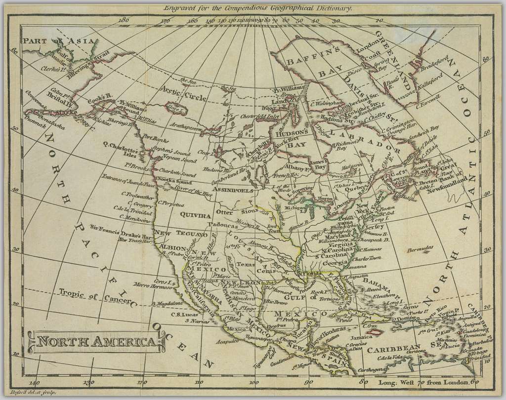 A map of North America engraved for the Compendious Geographical ...