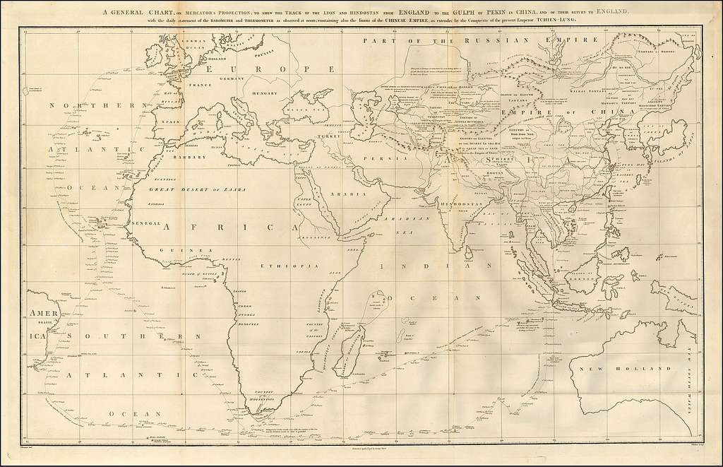 A General Chart On Mercator's Projection, To Shew The Track Of The Lion 