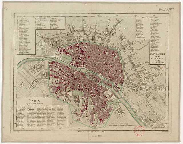 18th-century map - Paris - Plan routier de la ville de Paris et de ses ...