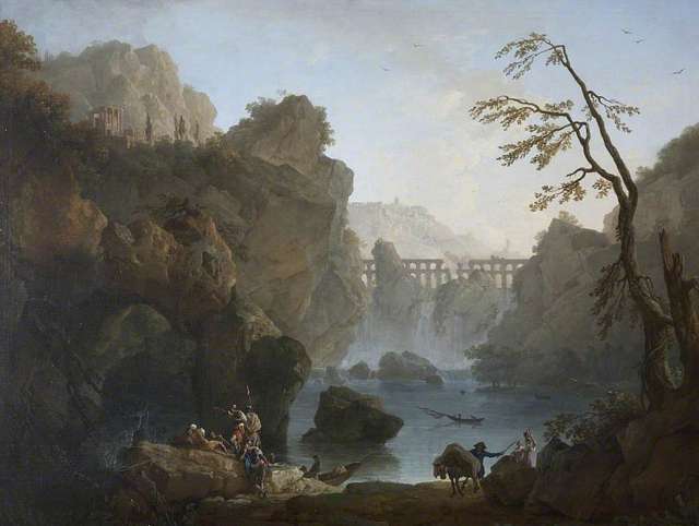 Riproduzioni Di Belle Arti Paesaggio con bagni dettagli di Claude Joseph  Vernet (1714-1789, France)