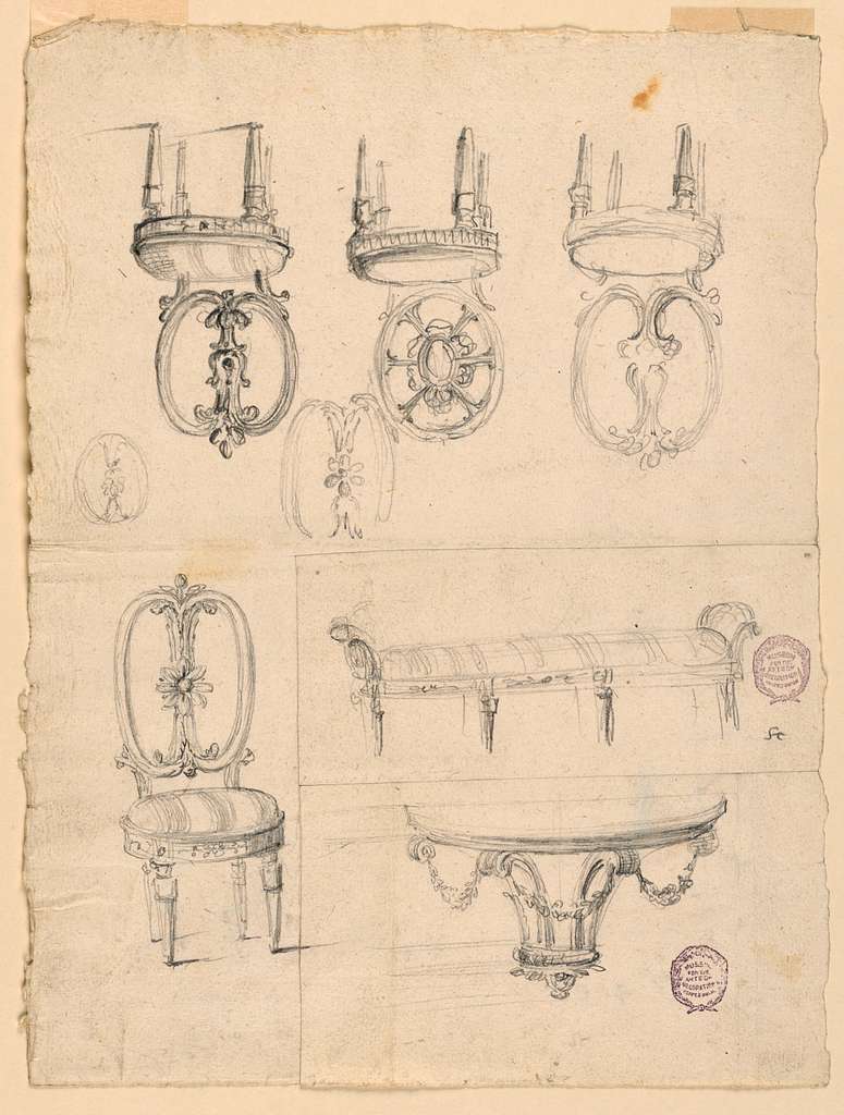 Chaise longue in wood, undated drawing, ca 1937