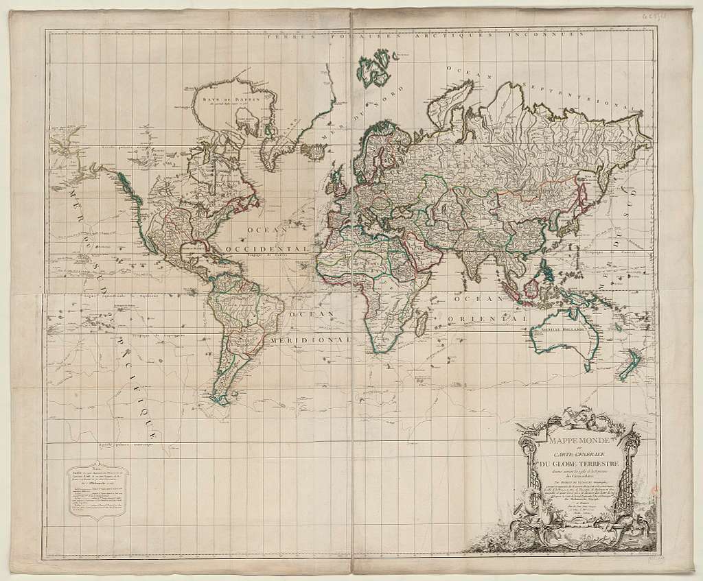 Mappemonde ou carte générale du globe terrestre dessinée suivant les ...