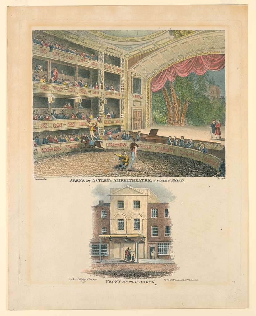 Print, Interior and Exterior Views of the Arena of Astley's ...